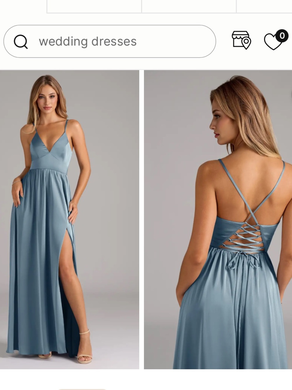 Azazie Aaida Dusty Blue A-Line Corset Stretch Satin Dress size A4